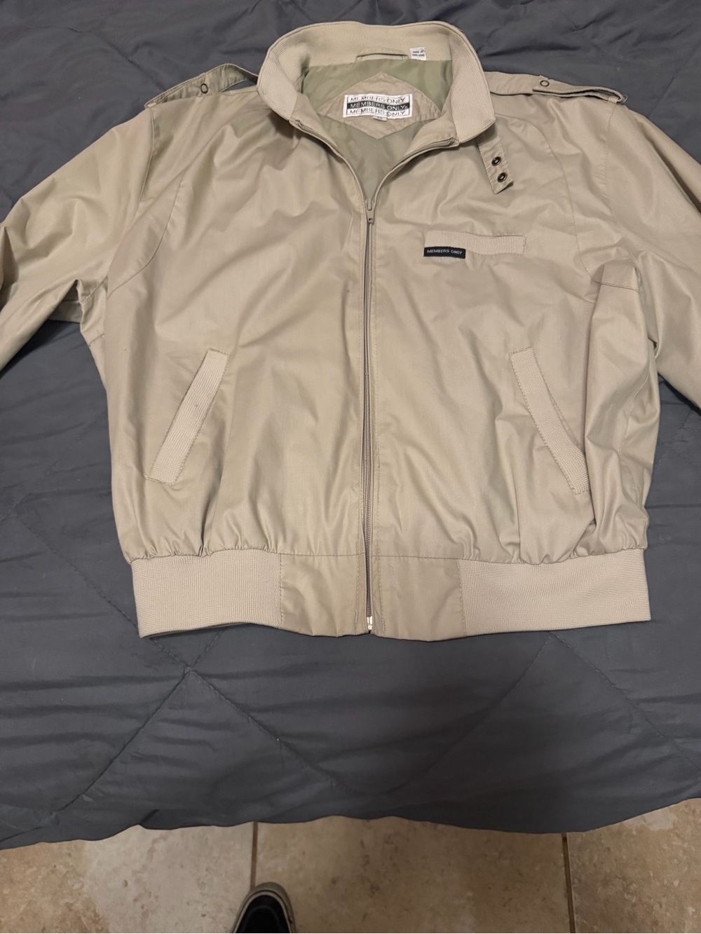 Members Only Light Beige Bomber Jacket